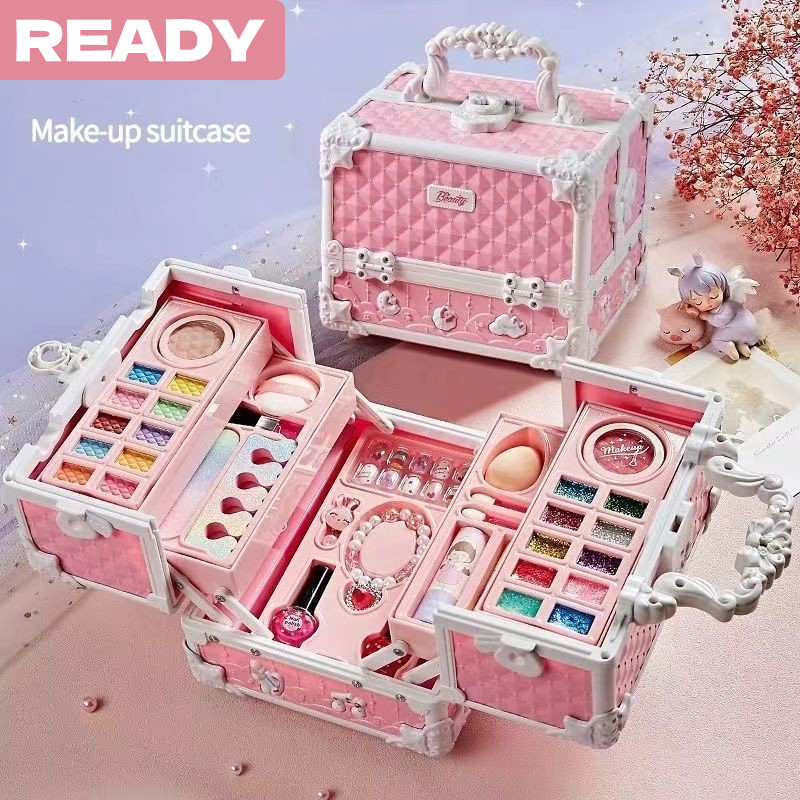 Peti Harta Karun Make Up Bag Unicorn Children Pretend Plays Make Up Kit Set Mainan Make Up Anak Dengan Fungsi Asli
