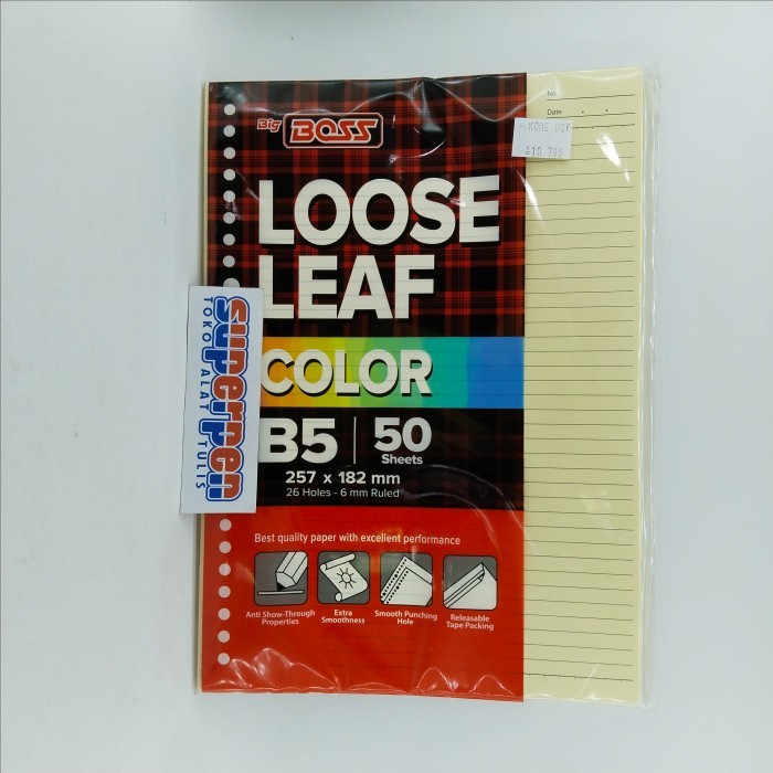 

Loose Leaf Isi Binder B5 Kuning 50 lembar Bigboss