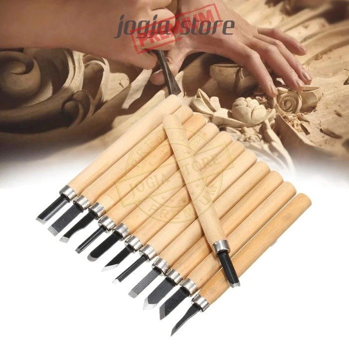 Set Pisau Pahat 12 Pcs Pisau Tatah Alat Ukir / Serut Kayu Wood Carving