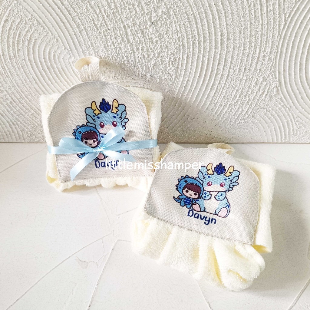 

Custom Handuk Label / hand towel print souvenir ulang tahun anak baby hamper