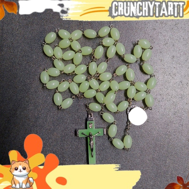 READYYY Rosario Dinding Fosfor Kecil Gantung Katolik Salib Menyala dalam Gelap Dekorasi Rumah Rohani