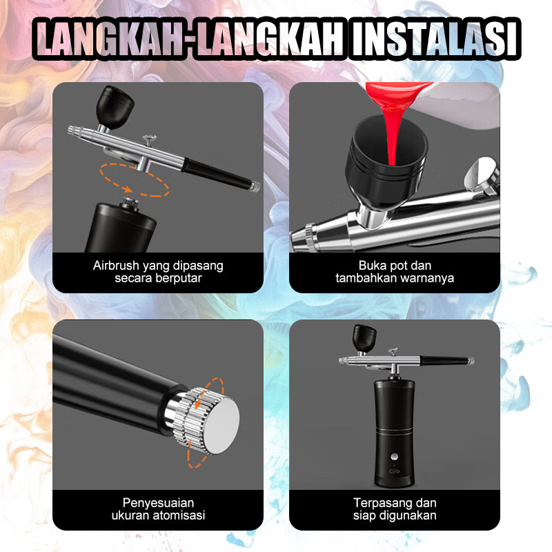 

Kondisi Bamboo Spray Gun cordless Kit Multi-Purpose Air Brush Set Art Painting Spray Model Cordless