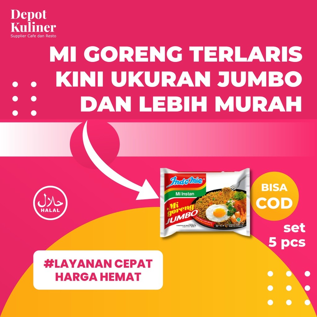 

1 Pcs - Indomie Goreng Jumbo 129 Gr Mie instant ukuran Jumbo Mie instant murah