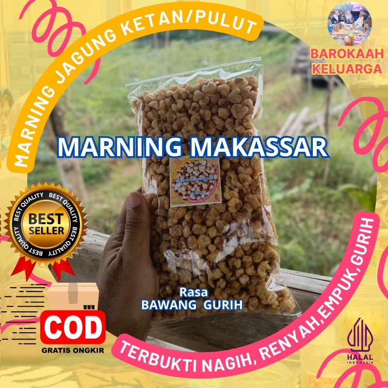 

Marning Premium jagung putih makassar termurah Setengah Kiloan , rasa gurih asin bawang (500gr),renyah dan aseli
