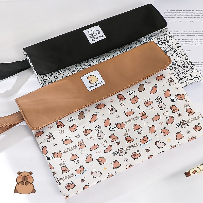 

Kapibala File Bag Student Stationery Bag Cartoon High Appearance Large Capacity Zipper Storage Bag Kapibala File Bag Student St