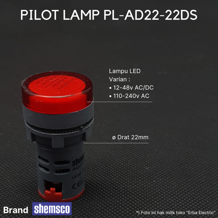 MU99 Pilot Lamp RED 22mm 12-48v Indicator Lamp 12v 24v 48v AD Series