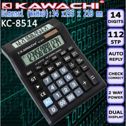 

KC--8514 KALKULATOR KAWACHI (2 DISPLAY) / 14 DIGIT / KC8514 / KC 851 / 14 DIGITS