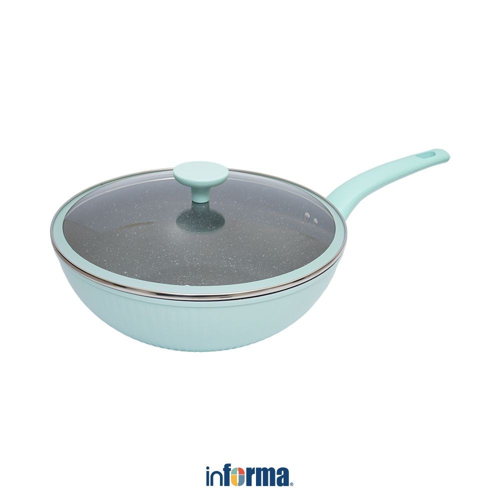 Informa Cooking Color 30 cm Harris Wajan Penggorengan Wok - Hijau Wok Pan Teflon Penggoreng Alat Mas