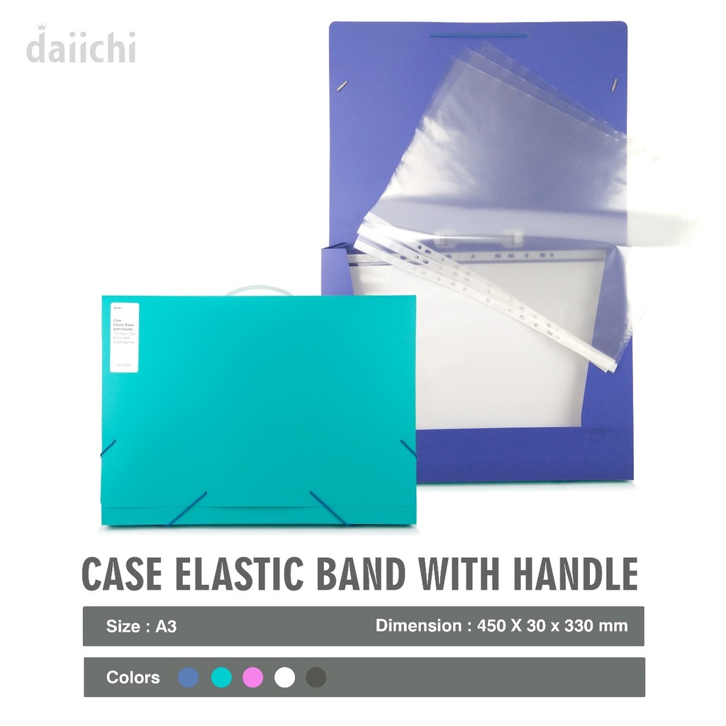 

Daiichi - Document Box File Carry Case Case Elastic Band With Handle Daiichi ukuran A3 DOS