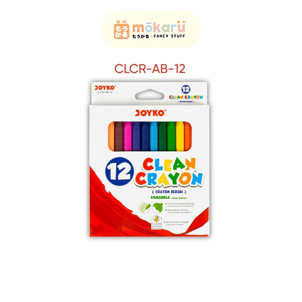 

Joyko Clean Crayon CLCR-AB-12 (Erasable) / Krayon Bersih Dapat Dihapus Clean Crayon Erasable