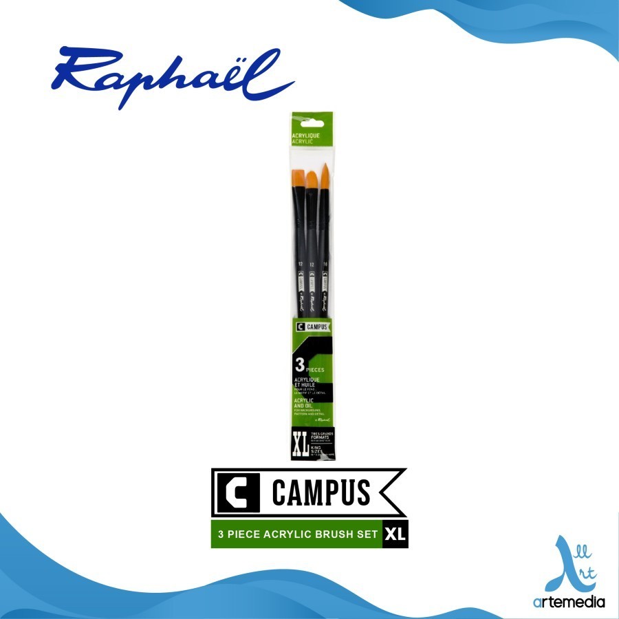 

Gramedia Surabaya - Raphael Campus Acrylic Brush Set 3 Synthetic Long Handle