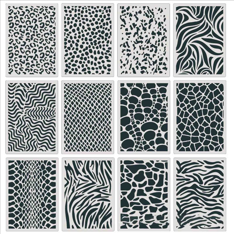 

12 Kit Animal Print Painting Stencils Template Repeatedly for DIY Handmade Child