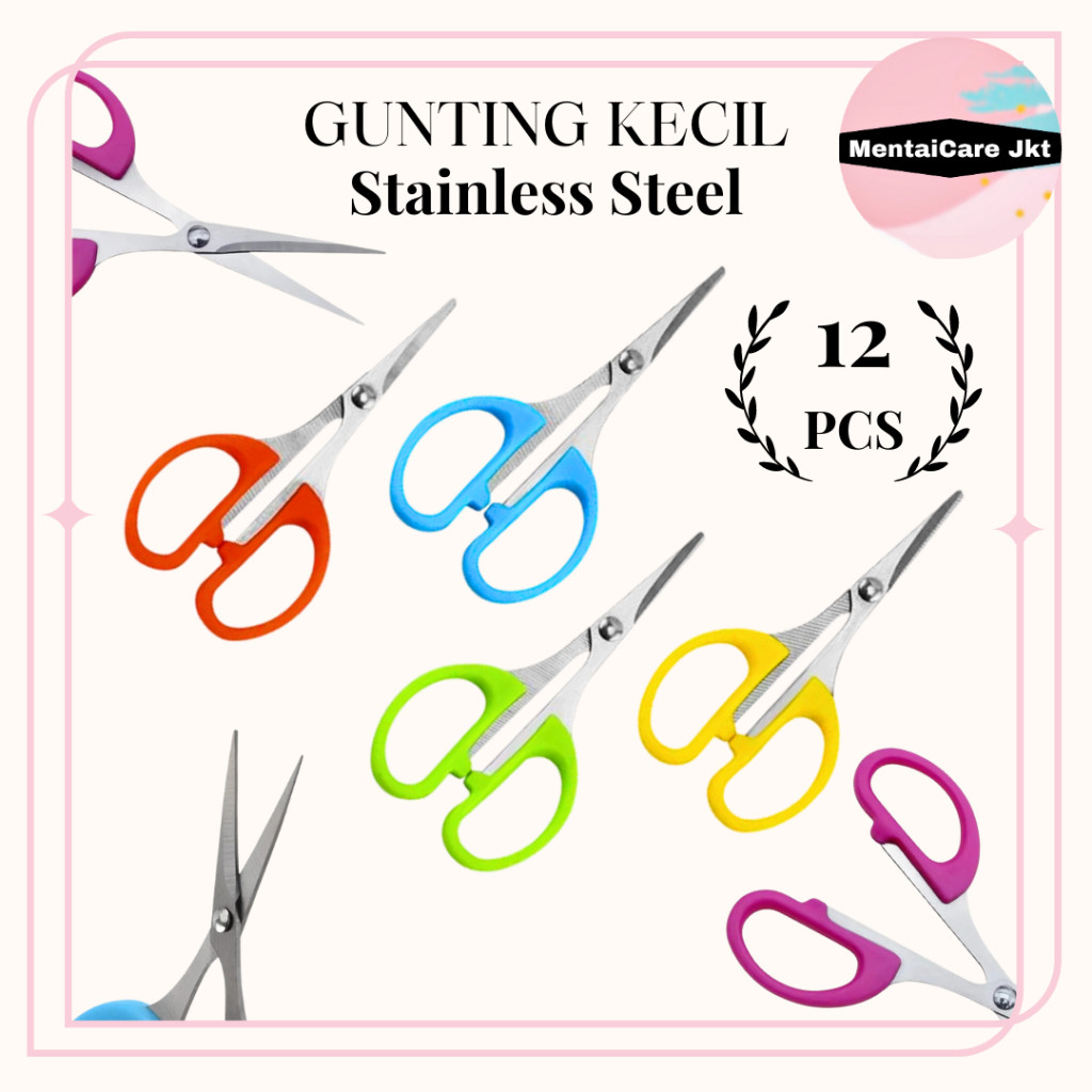 

Gunting RENCENGAN Per 12 PCS Gunting Kecil Tajam 4 Inch Mini Scissors Gunting Tajam Stainless Steel ATK Perlengkapan Sekolah & Kantor
