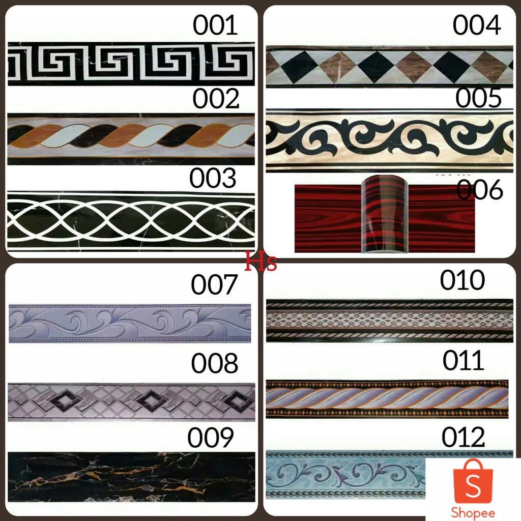 WALLPAPER STICKER LANTAI BORDER LIST MARMER GRANIT 001,002,003,004,005,006,007,008,009,010,011 ,012 