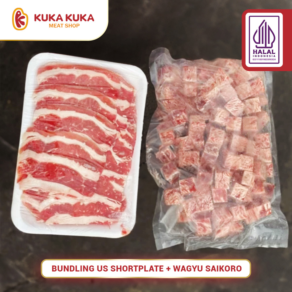 

Bundling Wagyu Saikoro Cubes 500gr + US Shortplate 500gr