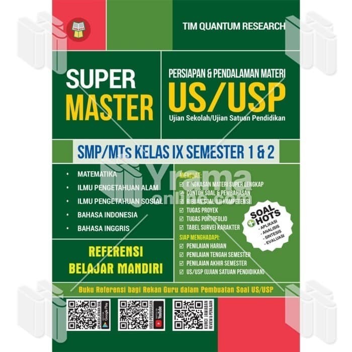 BUKU SUPER MASTER PERSIAPAN US/USP SMP/MTs KELAS IX YRAMA WIDYA