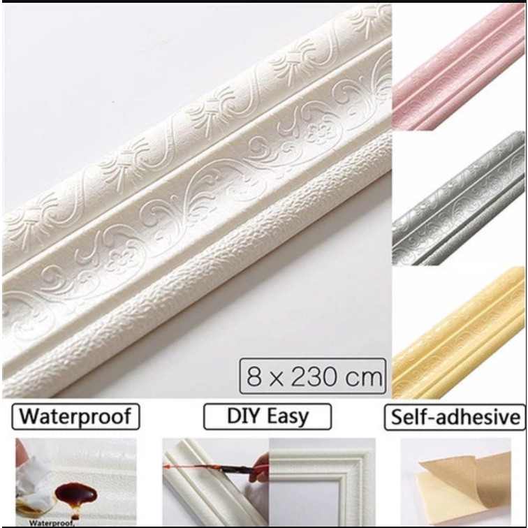 List Dinding Wallpaper Wallborder Foam 3D Wallpaper List Stiker List dinding 3D 2.3 Meter