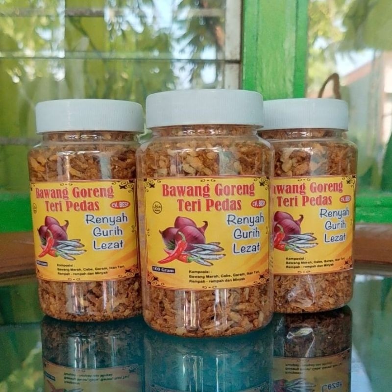 

Bawang goreng pedas teri spesial 100gr enak gurih