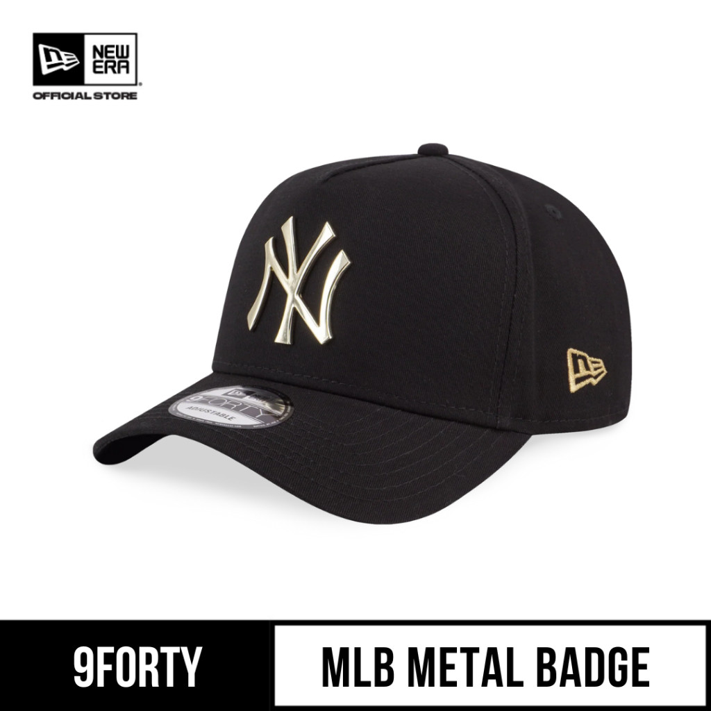 New Era 9FORTY A-Frame New York Yankees Metal Badge Gold Black Adjustable Cap
