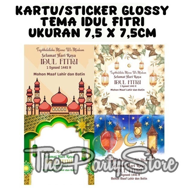 

Stiker / Kartu GLOSSY Ucapan Hari Raya Idul Fitri Lebaran Ukuran 6,5x6,5cm