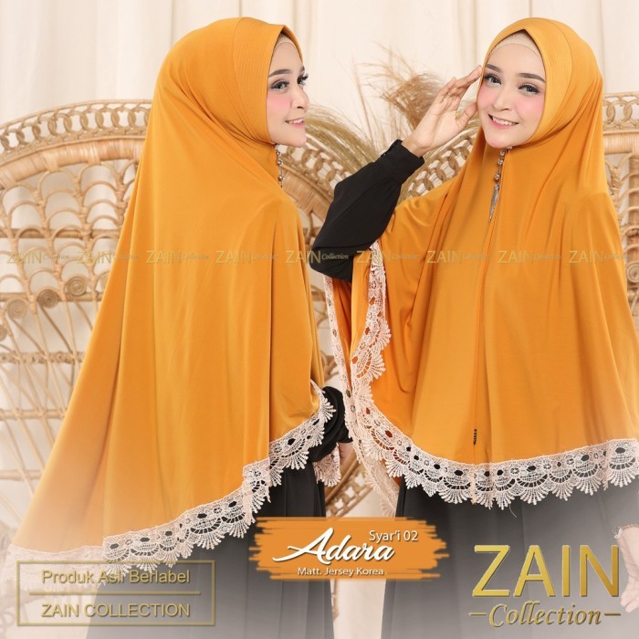 Adara 02 Jilbab Syari Jumbo Variasi Renda Import Original Zain Collection