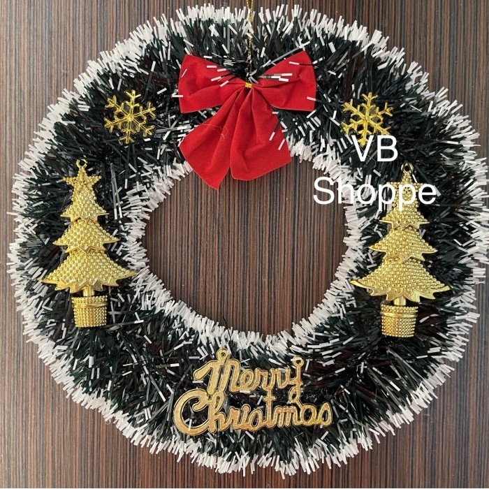

JUMBO 35cm dekorasi pintu natal krans hiasan bulat merry christmas bul
