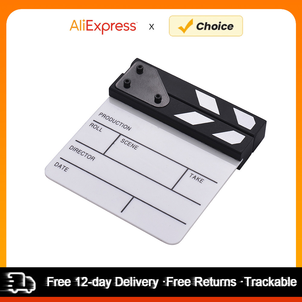 Andoer Compact Size Acrylic Clapboard Clapper Board Dry Erase TV Movie Film Cut Action Scene Clapper