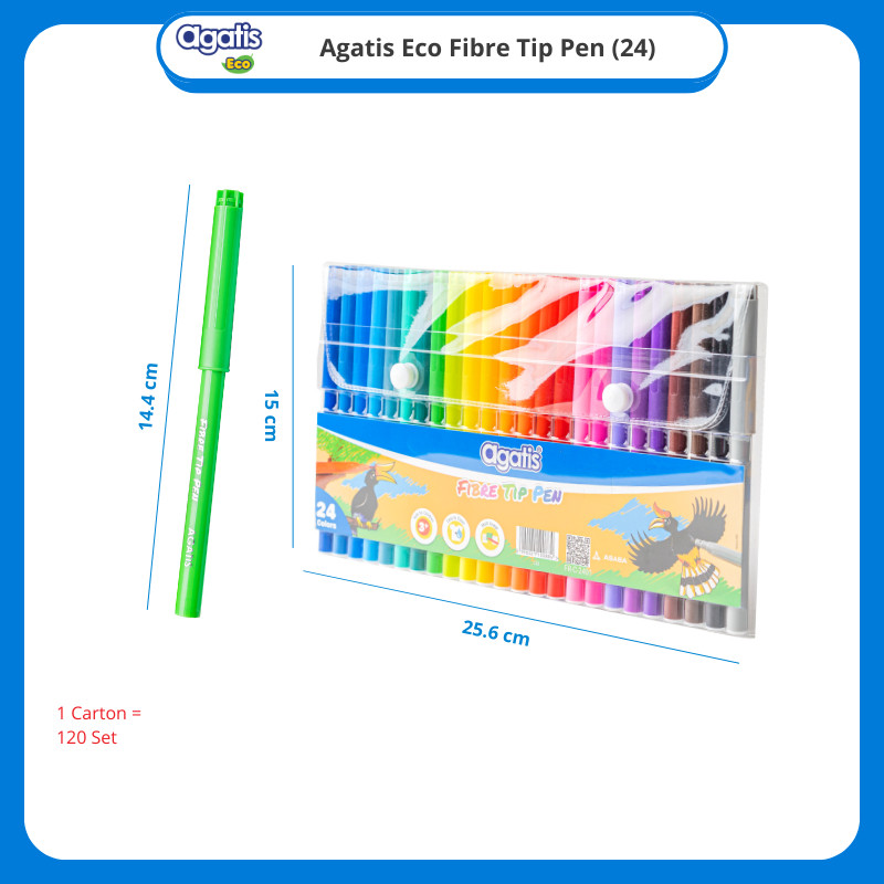 

[JK] Agatis Stationery - Eco Fiber Tip Pen isi 24pcs