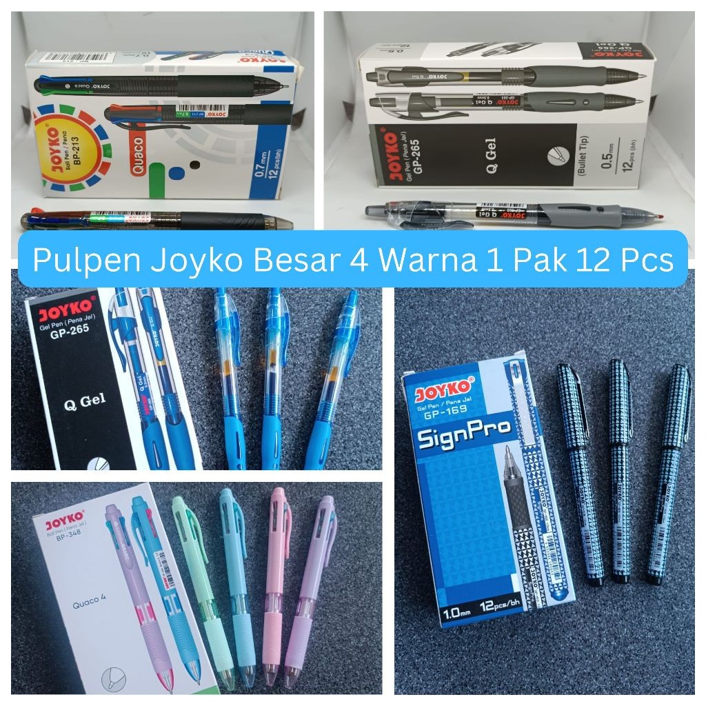 

Pulpen Hitam dan 4 warna Cetek Joyko GP 265 BP 213 GP 348 1 pak isi 12 Pulpen