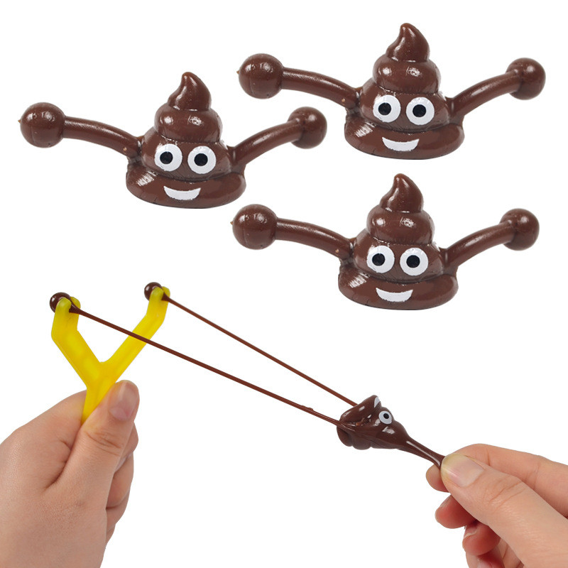 

1pc Slingshot Poop Sticky Stress-Relieving Squishy Toys Novelty Funny Shooting Poop Prank Props TPR Children's toys