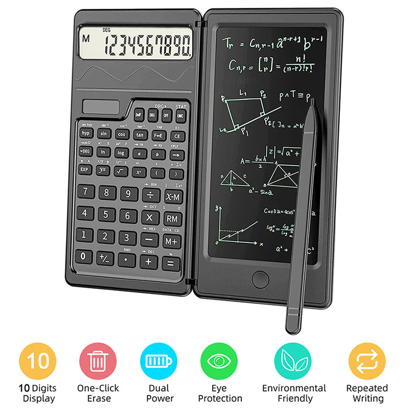 

VAORLO 2 IN 1 Foldable Scientific Calculators With 6 Inch Writing Tablet Digital Drawing Pad Graphing For Office Business School