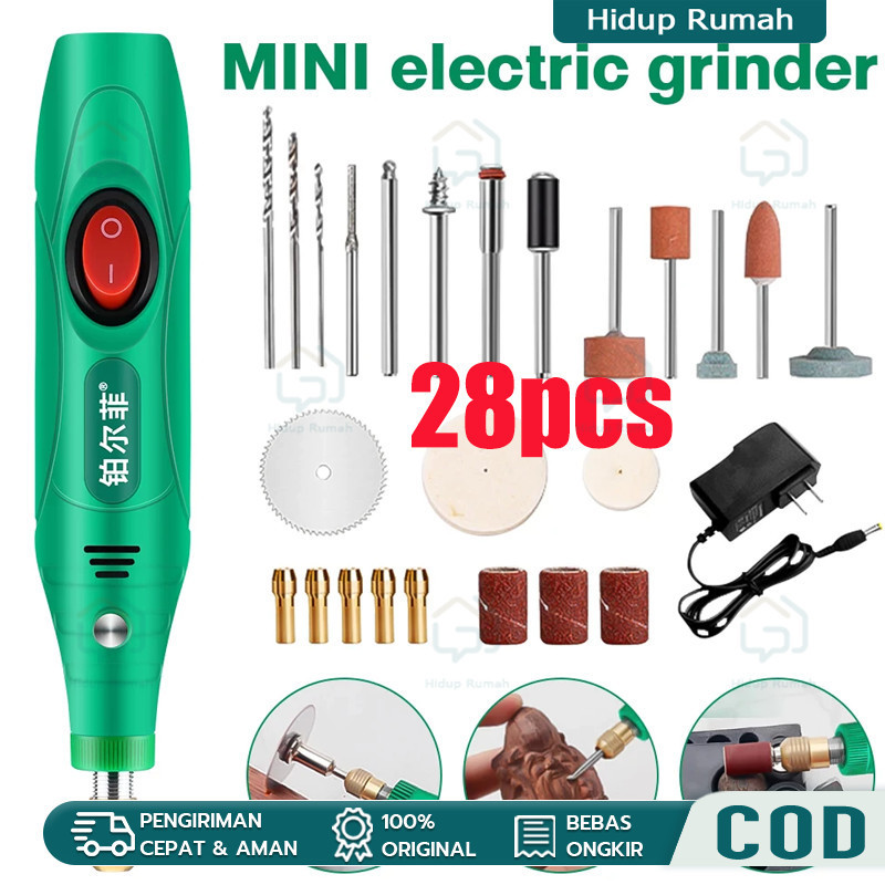 COD-Bor Mini 12V DC 15000 RPM Mini Drill Electric Engraver Grinder Gerinda Electrik Listrik / Alat U