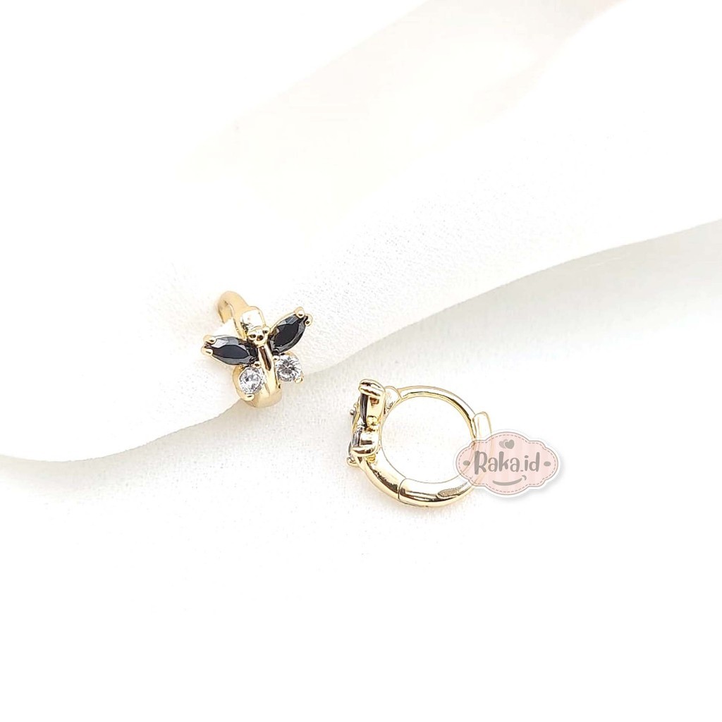 Anting Korean Style Anting Clip Giwang Motif Mata Butterfly Kupu Mata Hitam Putih 1409