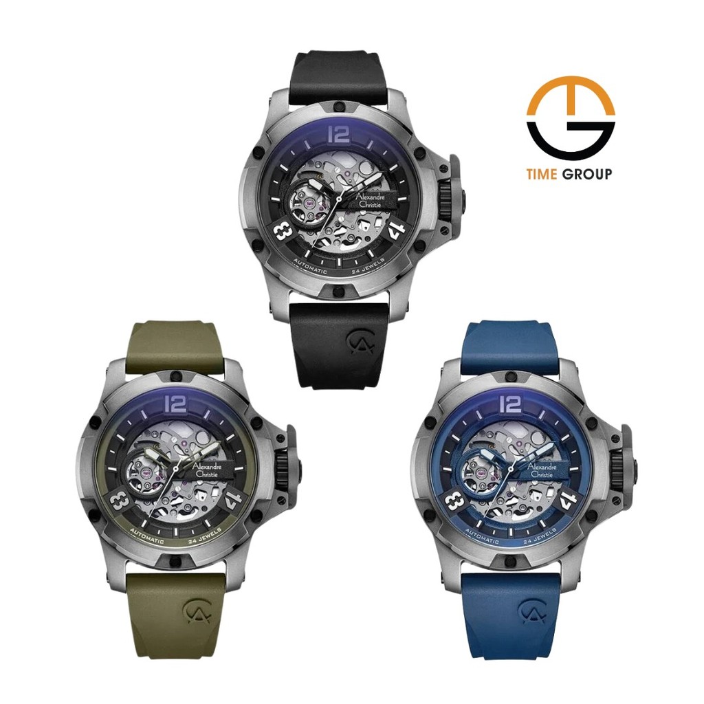 JAM TANGAN PRIA ALEXANDRE CHRISTIE AC6295 AC 6295 MTR AUTOMATIC RUBBER STRAP ORIGINAL