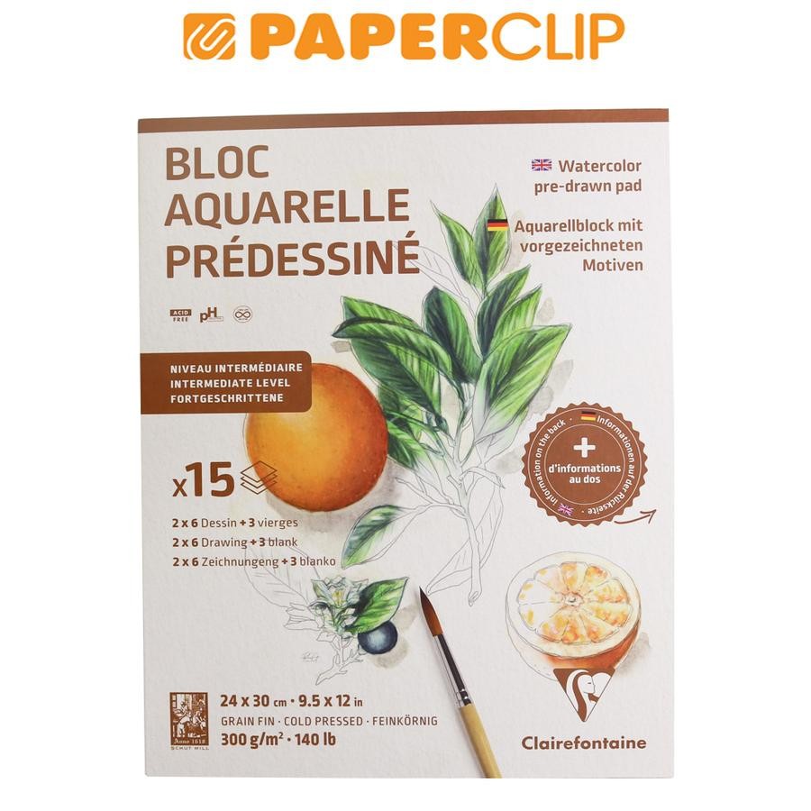 

LEARNING PAD WATERCOLOR CLAIREFONTAINE INITIATION 975726C BOTANICAL