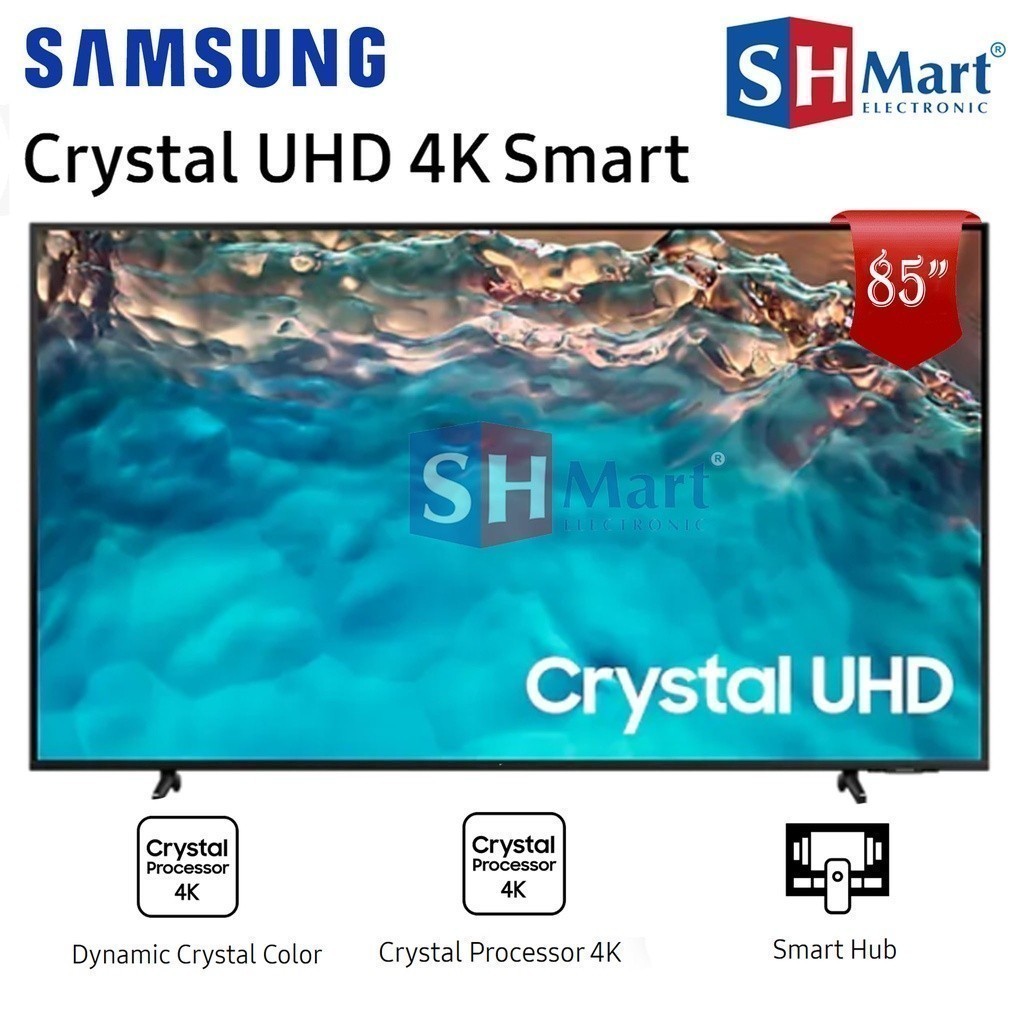 SMART TV SAMSUNG 55 INCH CRYSTAL UHD 4K UA55BU8000KXXD 55BU8000 NEW 2022 GARANSI RESMI (MEDAN)