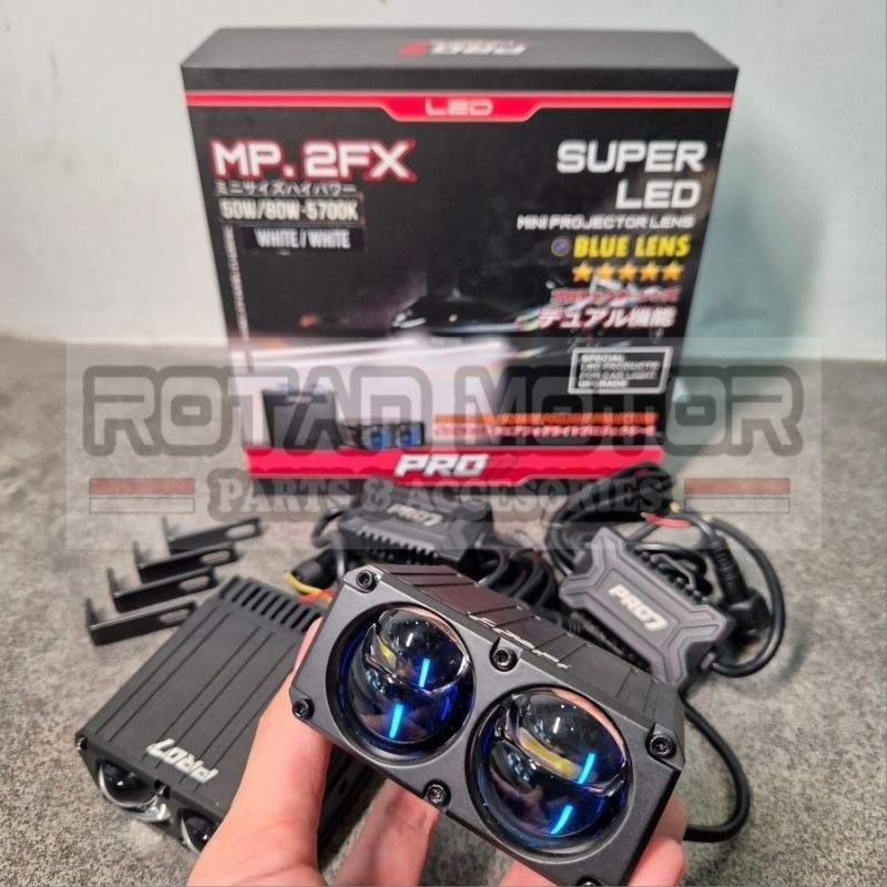 DOUBLE MINI Projie Pro7 MP.2FX Super LED Blue Lens 2x 50W-80W / MP2FX / MP 2FX / MINI PROJIE 2 MATA 
