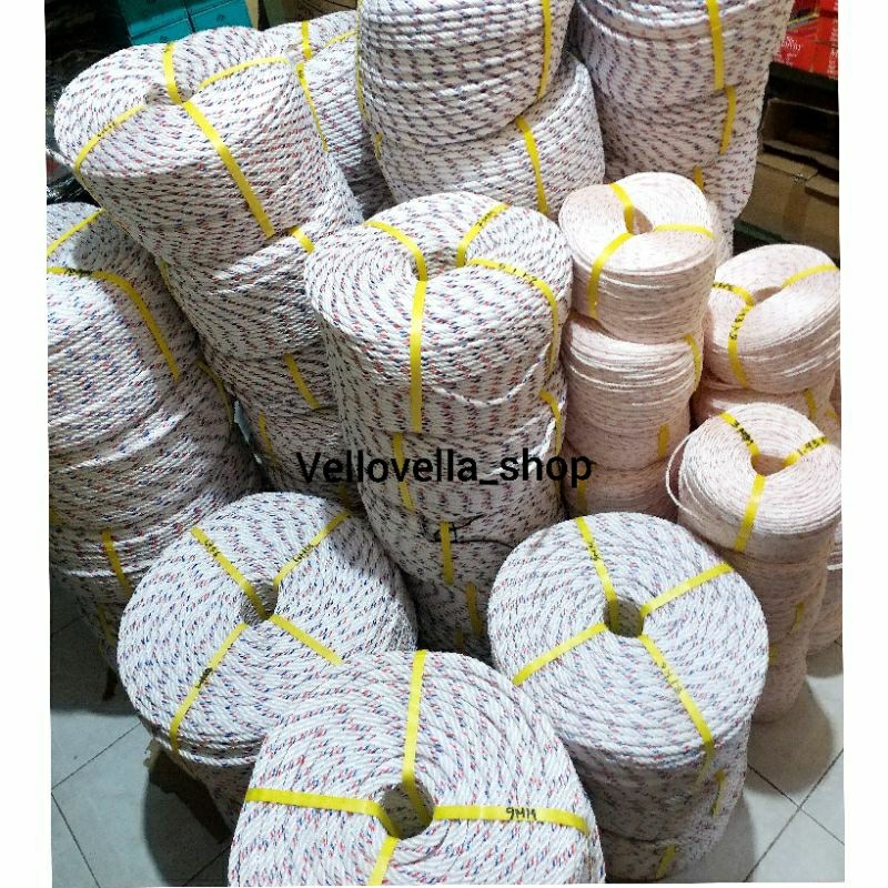1 roll Tali tambang kiloan 6mm(3.76kg) / tali tambang nilon putih/ tali tambang proyek tali truk