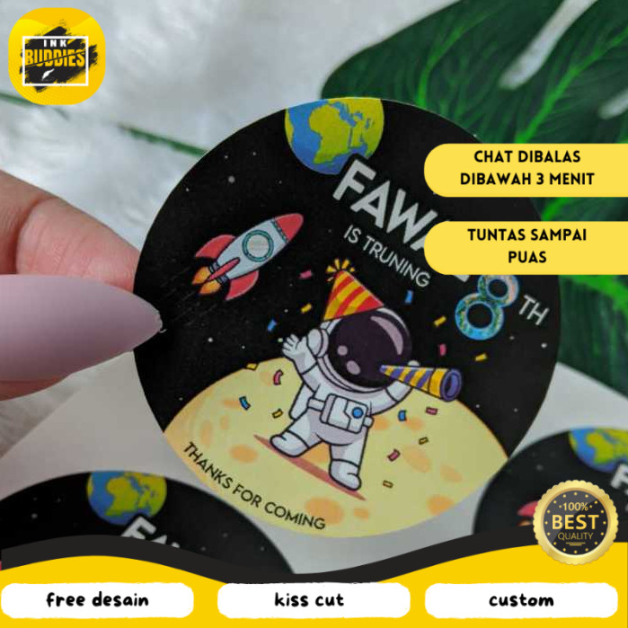 

INB 9-15 Cetak Sticker Label Ultah Anak Stiker Bulat Ulang Tahun Free Desain Custom Nama