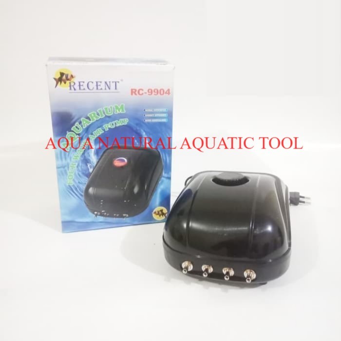PAKET AERATOR aquarium ikan hias air pump recent Rc 9904 lubang 4 out put selang 4 meter airstone 4 