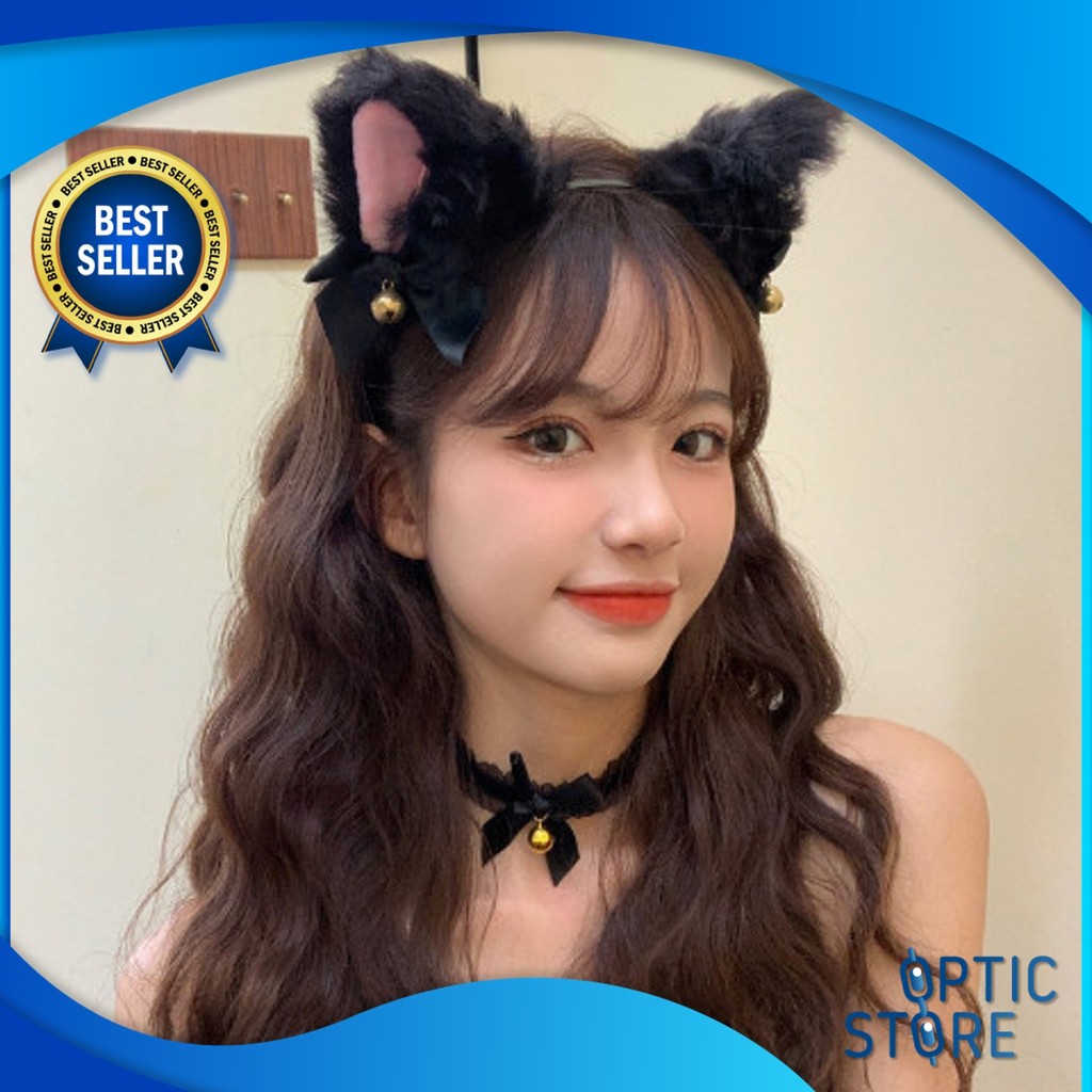 OPTIC  F5892 Bando Telinga Kucing Nekomimi  Bando Kucing Wanita  Cosplay Furry Headband Cat Ears  Ba
