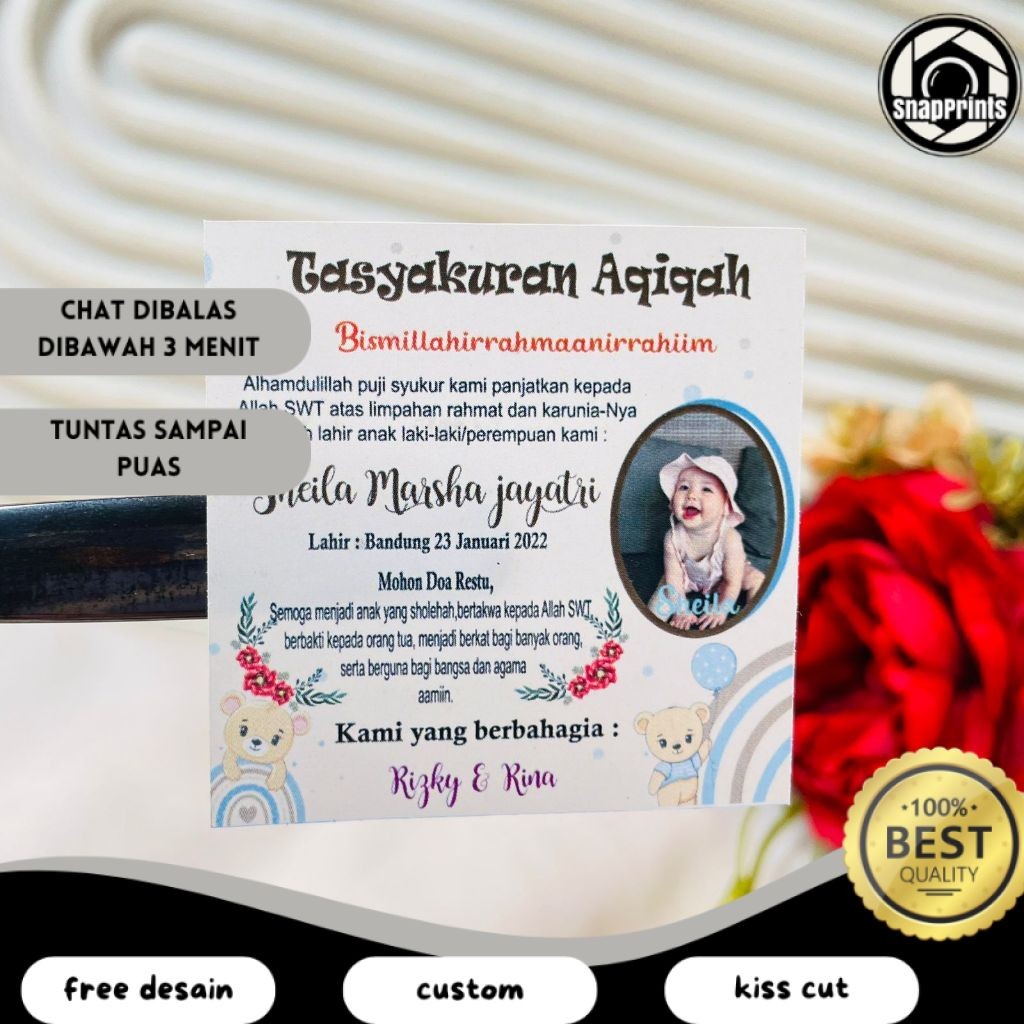 

SP 2-4 Stiker Tasyakuran Aqiqah Bayi Sticker Syukuran Aqiqah Acara Aqiqah Anak Kotak Uk.Kecil