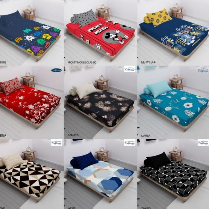 ARKAMANISHOP California - Sprei FITTED Single 90 (90x200) OFFICIAL Terlaris pilihan
