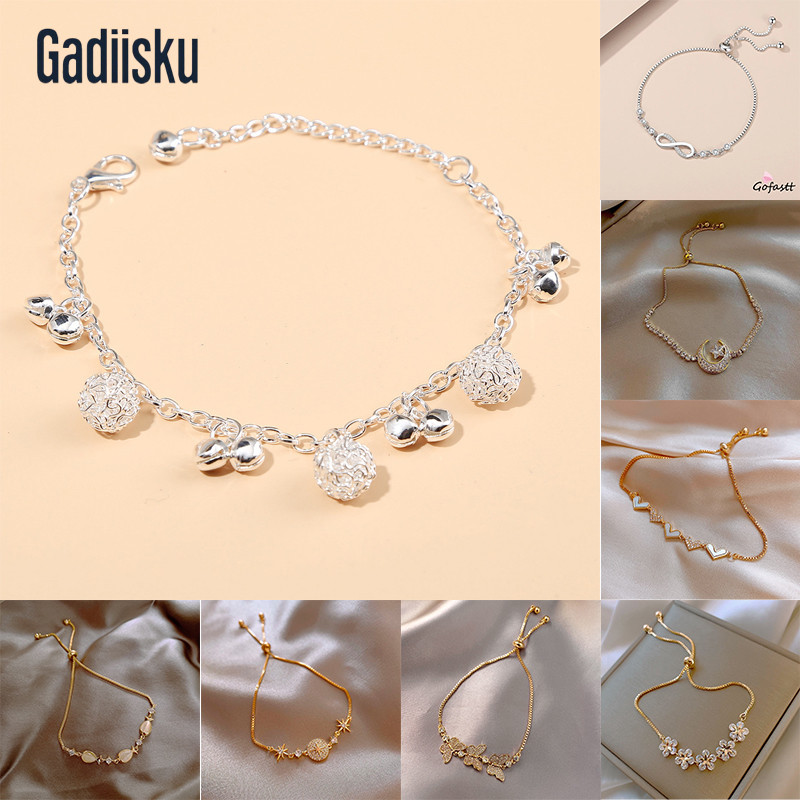 [Pengiriman 24 Jam] Gelang Wanita Titanium Anti Karat Fashion Korea Aesthetic Gelang Serut Cantik Pe