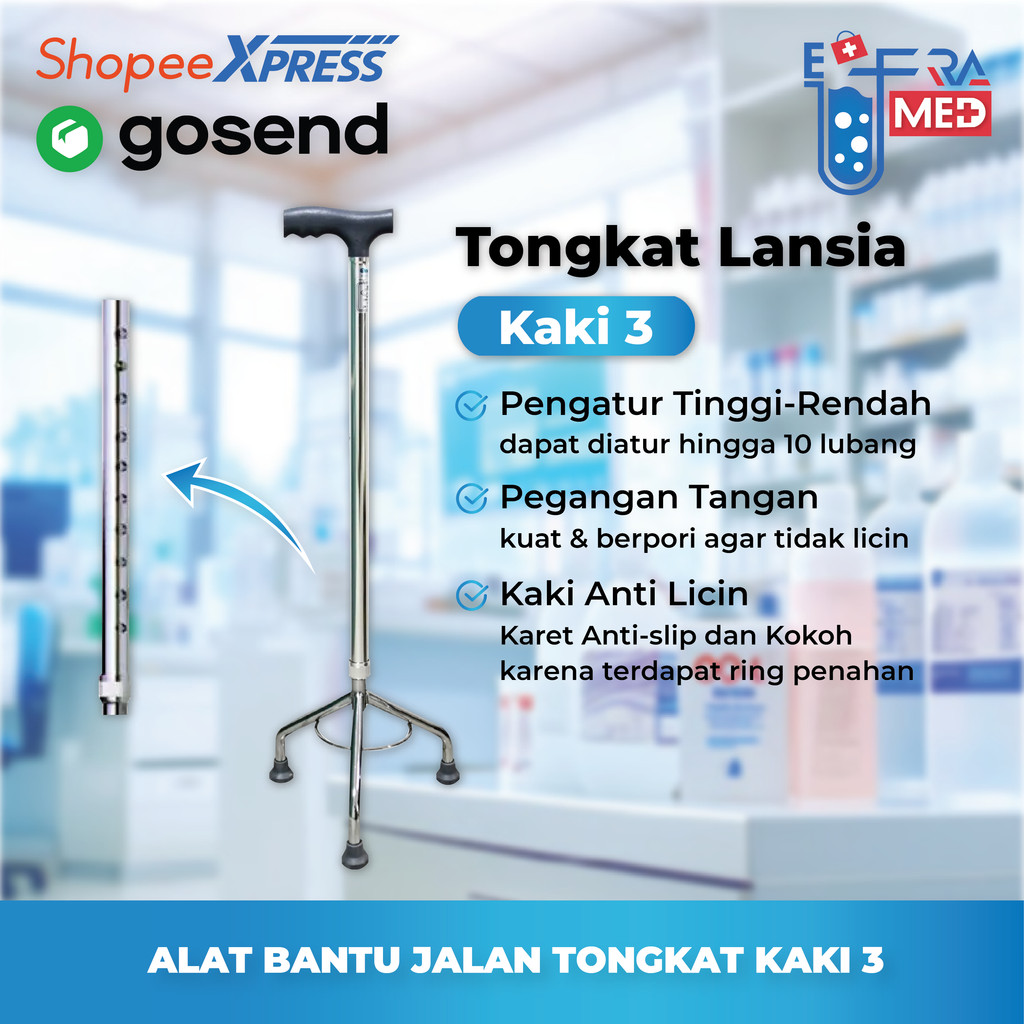 Tongkat kaki 3 atau 4 / Tongkat Jalan / Tongkat Jalan Lansia