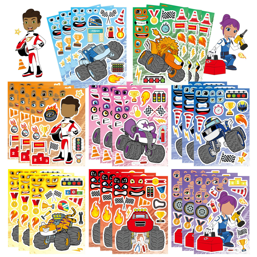 

8/16Sheets Blaze and the Monster Machines Cartoon Sticker DIY Laptop Luggage Phone Skateboard Graffiti Decals Fun for Gift