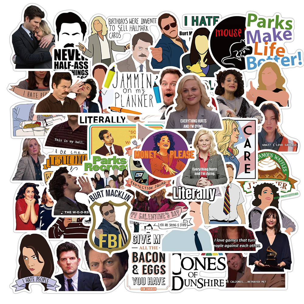 

10/30/50/100pcs Parks and Recreation TV Show Stickers DIY Laptop Luggage Skateboard Car Phone Decals Graffiti Sticker Kids Toy