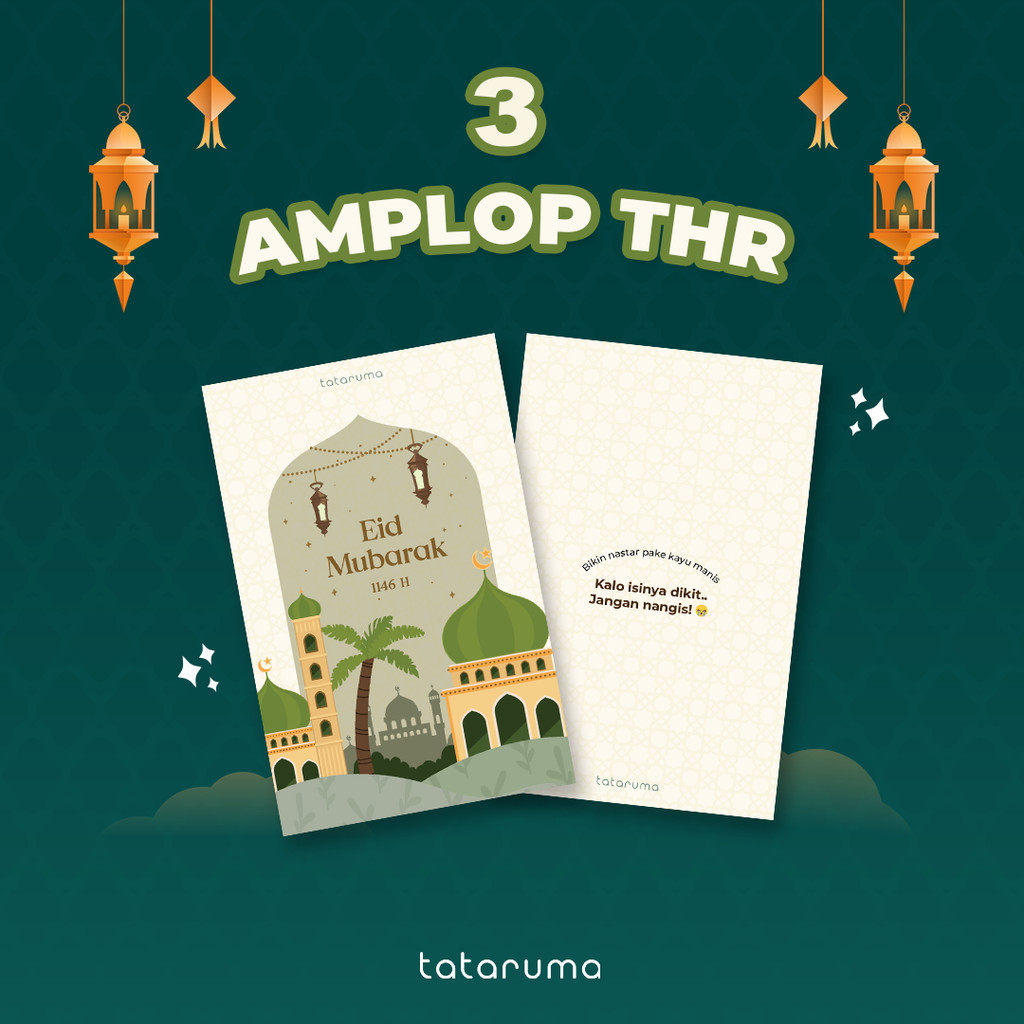 

KLIMAUSHOP TATARUMA 3pcs Amplop THR Lebaran Pantun Lucu Ramadhan Hari Raya Idul Fitri