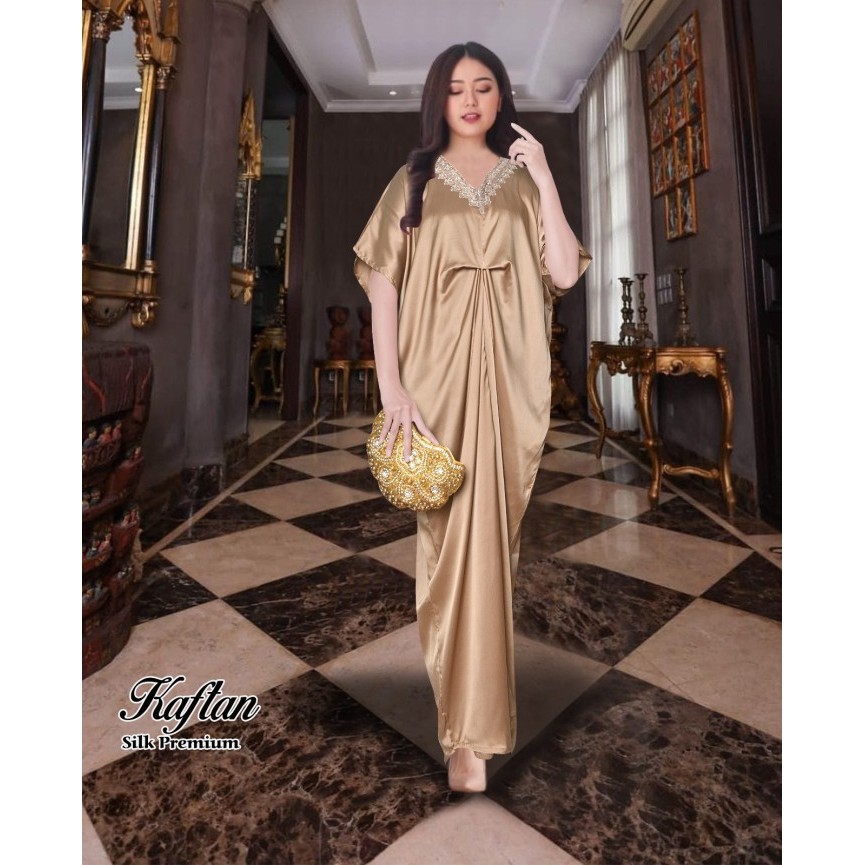 Kaftan Soya - Kaftan silk one size fit to xxl - choco