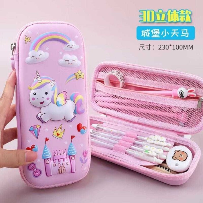

[Collection New]PROMO Kotak Pensil 3D Bahan EVA, Pensil Case 3D Anak Seoklah - Unicorn Pink